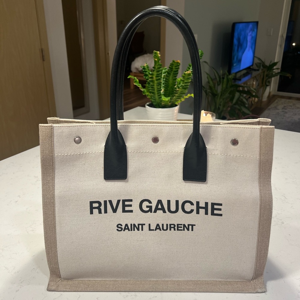 Yves Saint Laurent Rive Gauche Canvas Tote - Picture 1 of 11